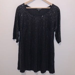 Eileen Fisher Woman Sequined 100% Silk Tunic Top
